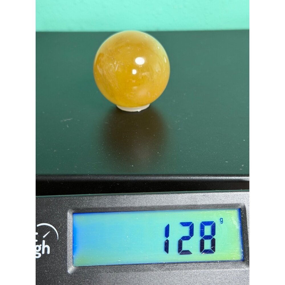 Natural Honey Calcite Sphere Stone Healing Crystal Polished 44.6mm 128g - Picture 7 of 8